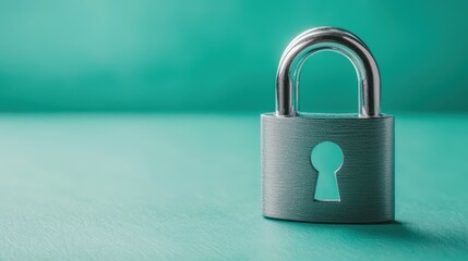 Fototapeta premium Secure Padlock on a Vibrant Teal Background