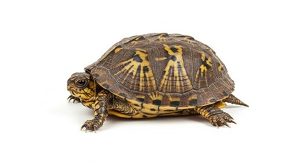 Obraz premium Eastern Box Turtle Reptile Close up Studio Shot Isolated on White Background
