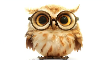 Fototapeta premium A cute cartoon owl wearing round glasses.