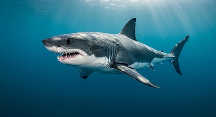 Obraz premium Majestic Great White Shark Underwater Ocean Predator Wildlife Photography