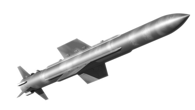 Missile isolated. Cruise missile white background.