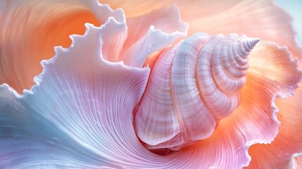 Soft light illuminates delicate seashell nestled in pastel petals. AI Generated