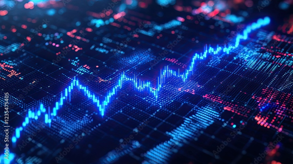Aufkleber abstract digital data visualization with trend line and glow effects