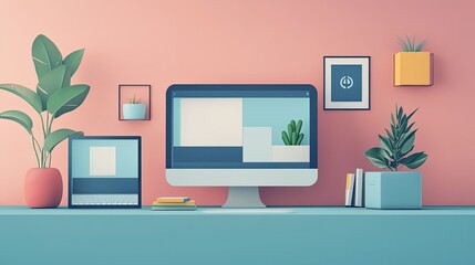 Elegant flat design with smooth color transitions, designed to accommodate branding, promotional content, or personalized text.