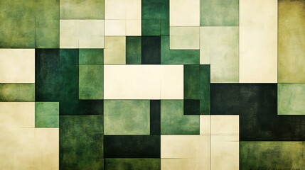 Abstract Green Beige Geometric Pattern Soft Light. AI Generated