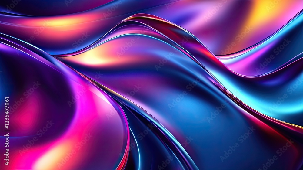 Poster futuristic abstract background featuring glowing neon elements and metallic textures in a dynamic, m