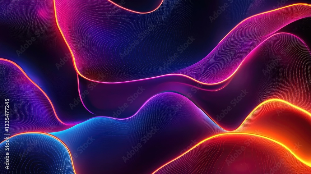 Poster futuristic abstract background featuring glowing neon elements and metallic textures in a dynamic, m
