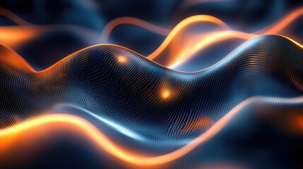 Fototapeta premium Futuristic abstract background featuring glowing neon elements and metallic textures in a dynamic, modern composition.