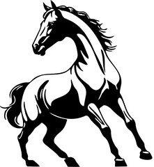 Black and white horse illustration