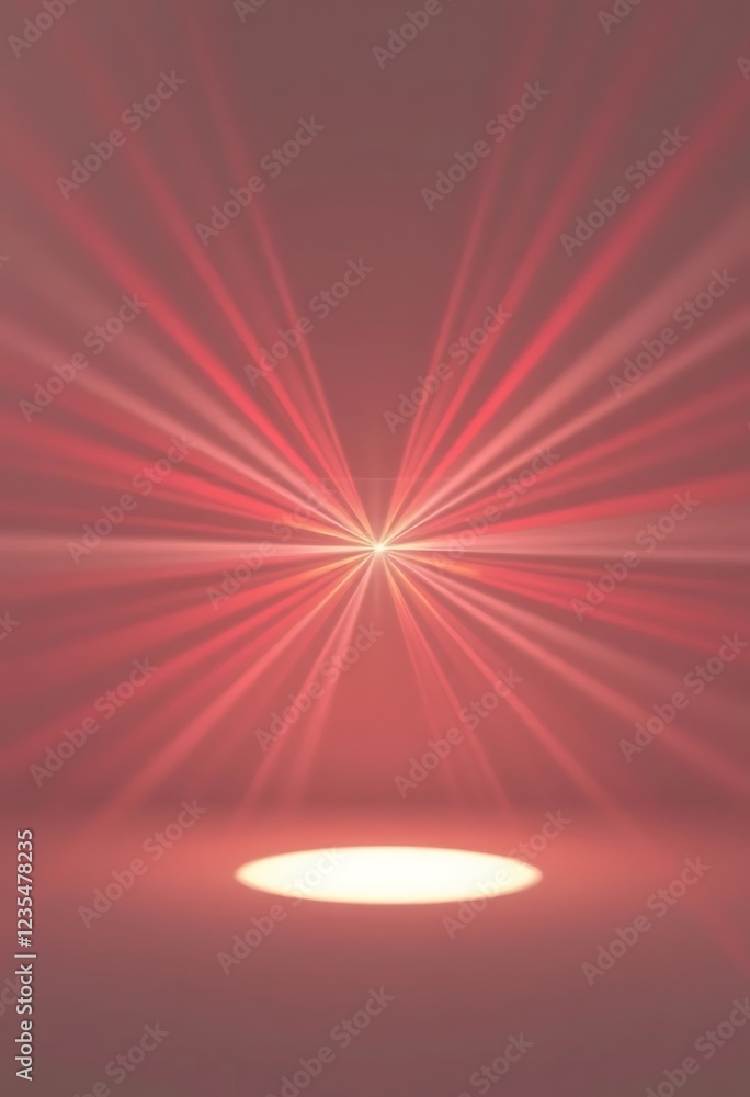 Poster red light rays emanating from central point illuminating floor
