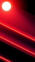 Abstract Red Neon Lights And Dark Background