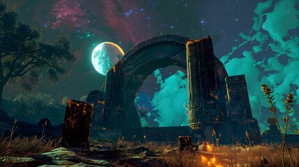 CIUDAD EN RUINAS EN PLANETA EXTRATERRESTRE