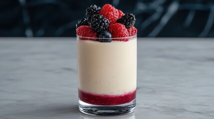 Delicious creamy dessert with fresh berries