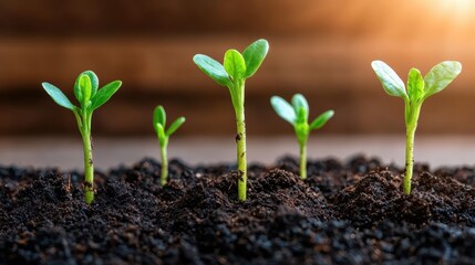Seedlings growing in rich soil