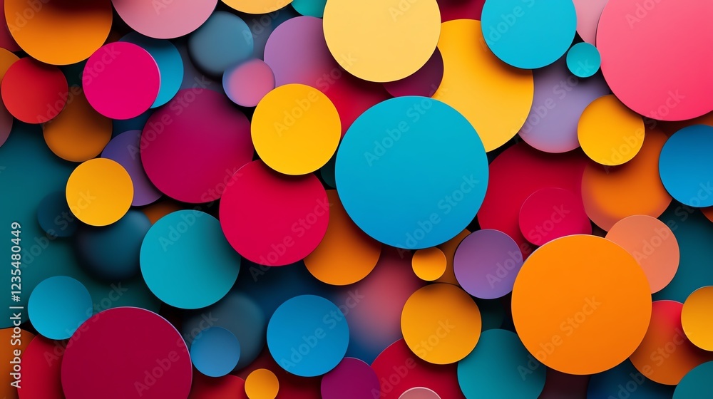 Poster Colorful Abstract Pattern With Circles of Various Sizes and Hues Creating a Vibrant Visual Experience