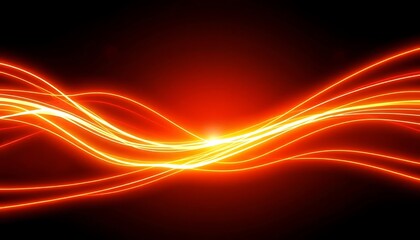 Abstract Red and Orange Glowing Wave Lines