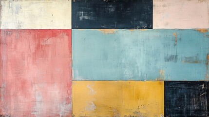Fototapeta premium Abstract colorful grid painting soft light muted tones. AI Generated