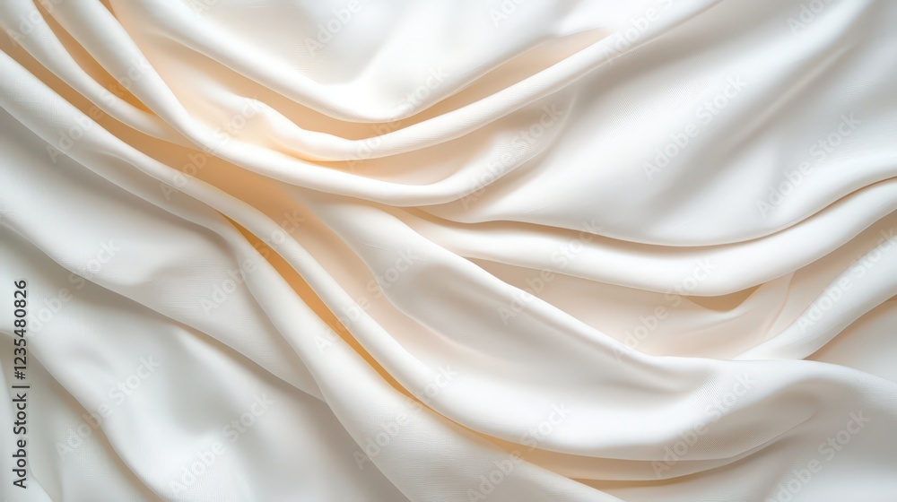 Poster elegant soft white fabric drapery with subtle texture and flowing creases for background or textile 