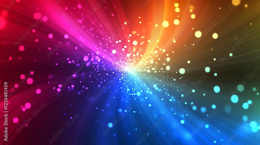 Aufkleber vibrant colorful abstract background with swirling patterns and glowing particles