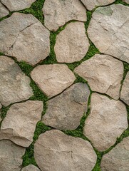 Obraz premium Stone wall with moss growing between the stones