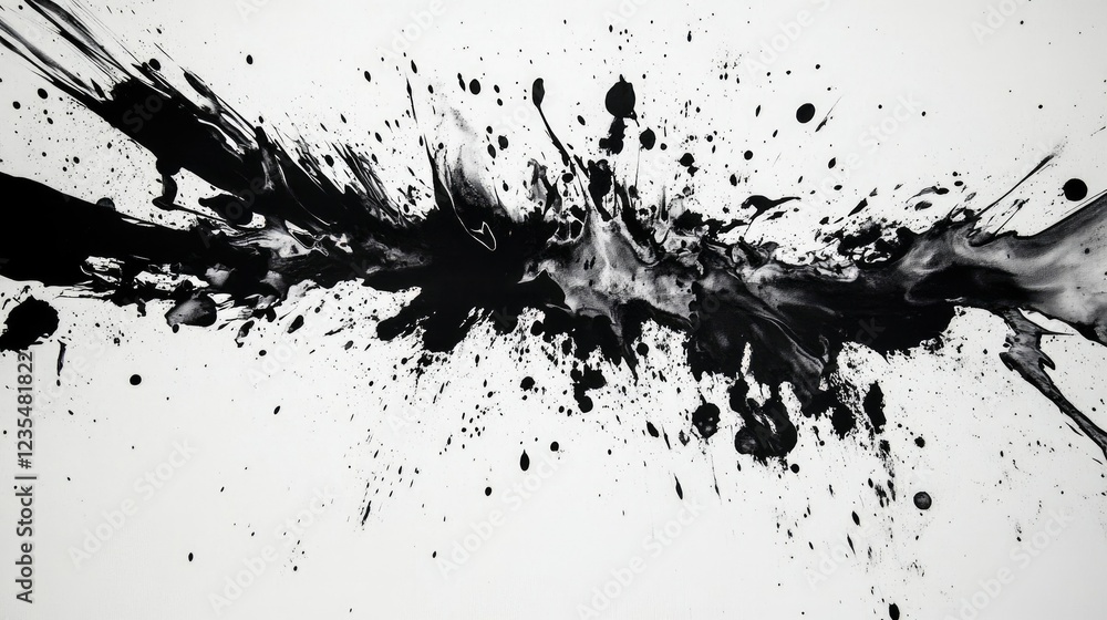 Poster abstract black splash art with dynamic ink and paint patterns