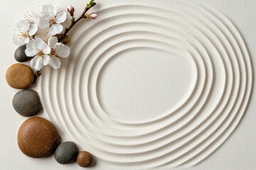 Naklejka premium Zen garden with stones and flowers