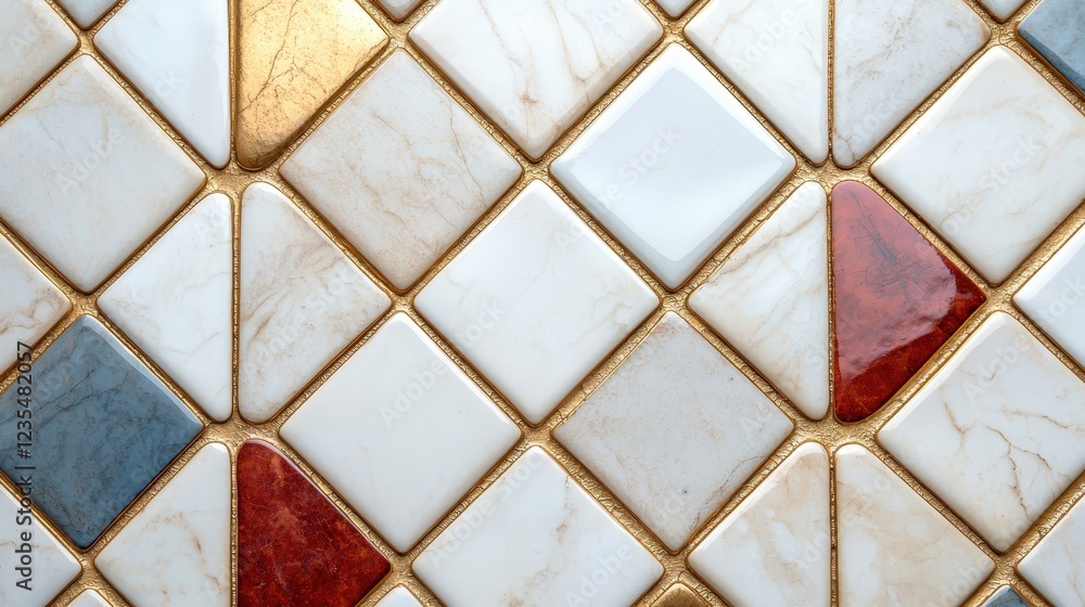 Poster elegant and modern decorative tile design featuring geometric patterns in various colors and texture
