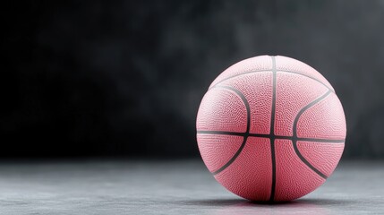 Obraz premium Pink basketball on dark floor, smoky background. Sports concept