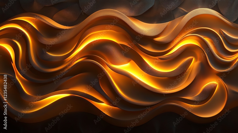 Poster waves of light and shadow create a mesmerizing display with flowing patterns in a stylized design