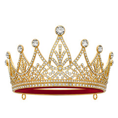 Crown crafted from solid gold, featuring an intricate design of golden swirls and filigree