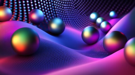 Colorful Spheres Create a Mesmerizing Pattern on a Textured Surface in an Abstract Design