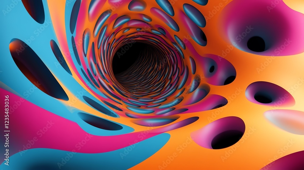 Aufkleber colorful abstract tunnel with flowing shapes and vibrant colors in a dynamic design