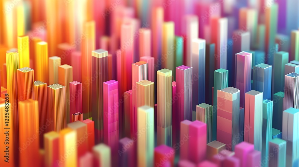 Aufkleber vibrant abstract display of colorful geometric blocks in a dynamic arrangement showcasing a spectrum