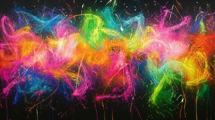 Streaking neon trails in vibrant hues across a black canvas, a dynamic visual metaphor for growth, progress, and innovation.