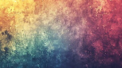 Fototapeta premium An abstract background with a gradient of blue, green, orange, and red, with a rough, textured surface.