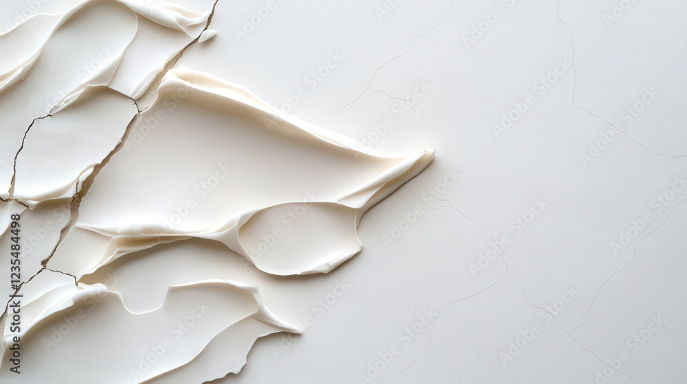 Poster abstract texture of white cracked surface with flowing layers and subtle detailing for modern design