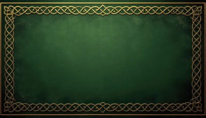 Elegant green background with gold celtic knot border design