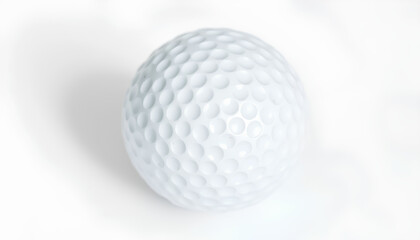 A high-quality golf ball with detailed dimples, placed on a clean white background, casting a soft shadow beneath it