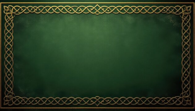 Elegant green background with gold celtic knot border design