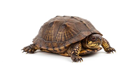 Fototapeta premium Eastern Box Turtle Reptile Close up Studio Shot Isolated on White Background