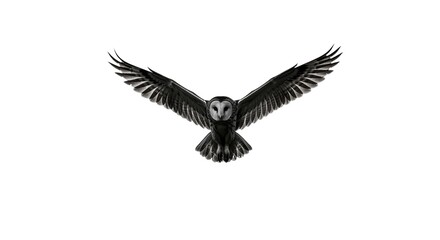 Obraz premium Majestic Barn Owl in Flight Wings Spread Wide Monochrome Photography