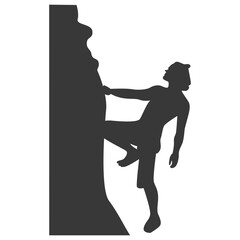 People Mountain Climbing Silhouette on White Background. Vector Illustration