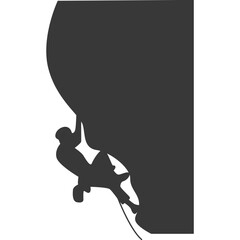 People Mountain Climbing Silhouette on White Background. Vector Illustration