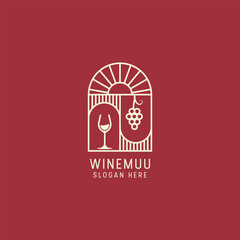 vector luxury wine logo with lines