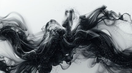 Fototapeta premium Abstract black and white fluid art with dynamic flowing patterns and fine particles