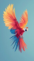 Obraz premium Scarlet Macaw in Flight Wings Spread Wide