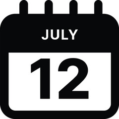 July 12 calendar icon design vector illustration