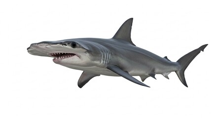 Obraz premium Powerful Great Hammerhead Shark Swimming Underwater Ocean Wildlife Marine Animal