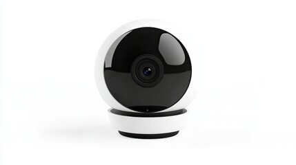 Classic security camera isolated on a white background, showcasing clean lines and modern design, ideal for use in ads.