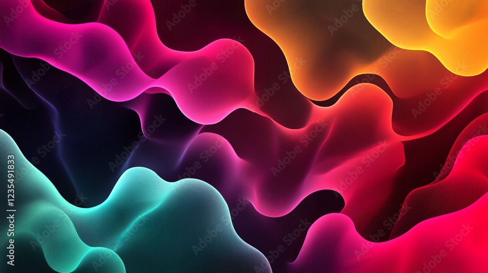 Poster colorful abstract waves create a mesmerizing display of fluid shapes and gradients